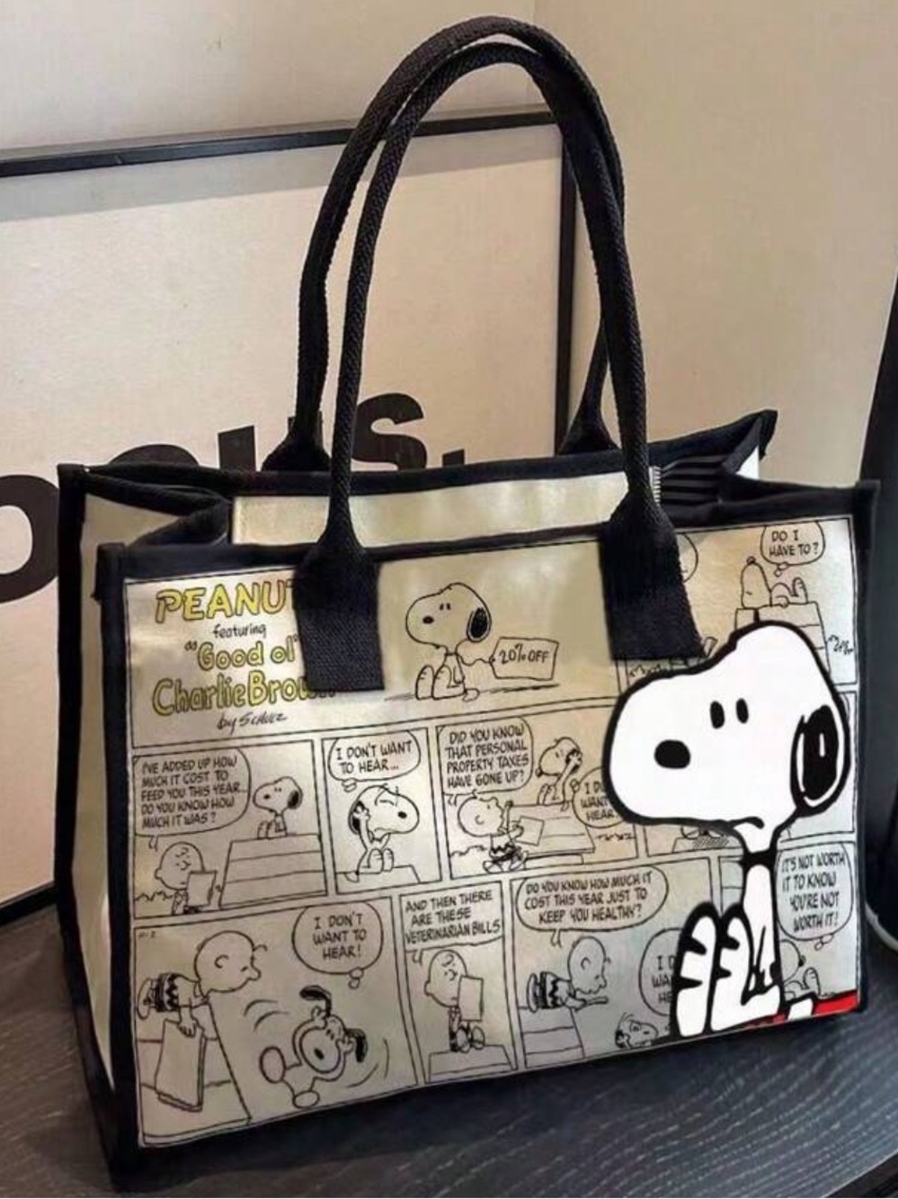 Snoopy Peanuts Comic Strip Canvas Tote Bag NEW 🏷️